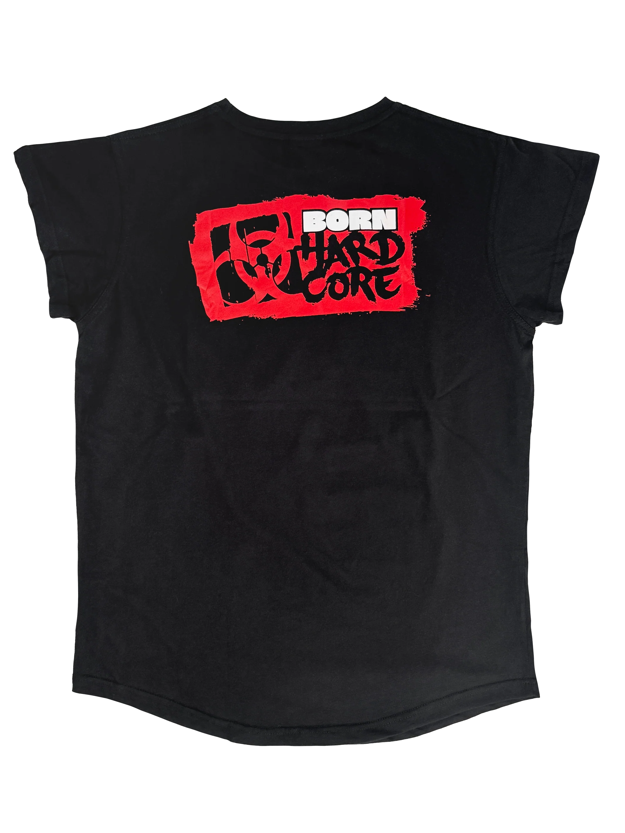 MUTANT® BORN HARDCORE WOMEN’S HARDLINE CAP SLEEVE GYM SHIRT (BLACK & RED) - Image 2